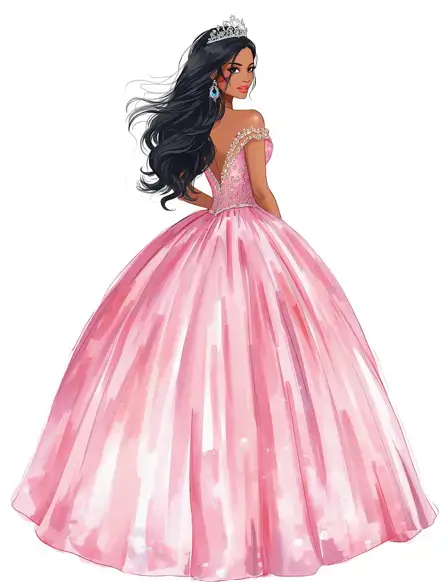 Watercolor quinceañera in pink
