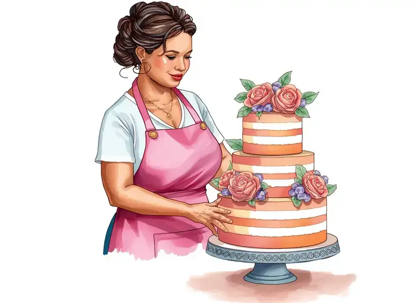Watercolor tia baking cake