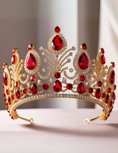 White red roses quinceanera tiara in gold