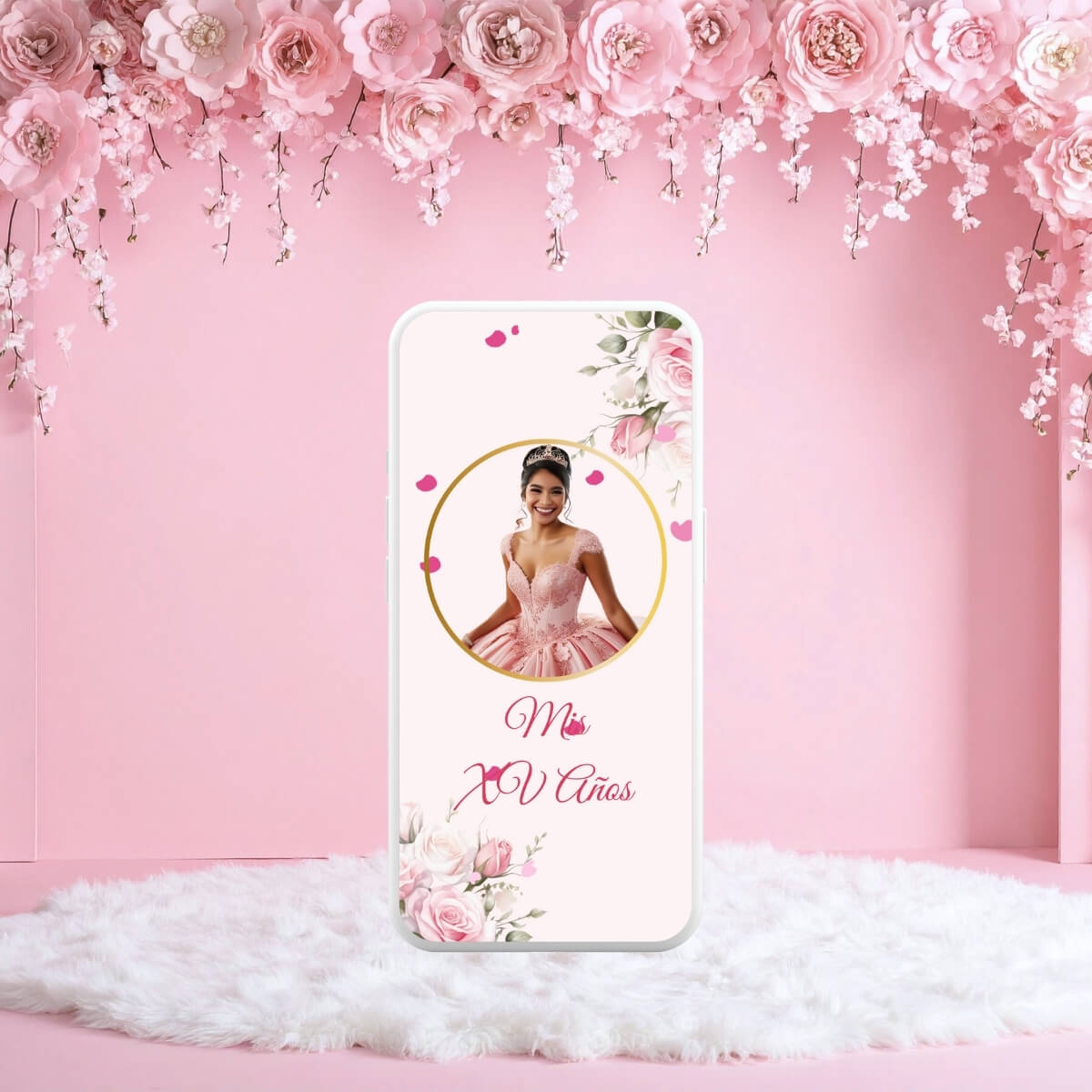 Pink Paris Quinceañera Video Invitation - Animated Digital Invite for Mobile