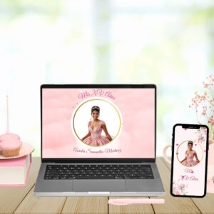 Pink Paris Quinceañera Website Template - RSVP, Gift Registry & Guest Photo Upload