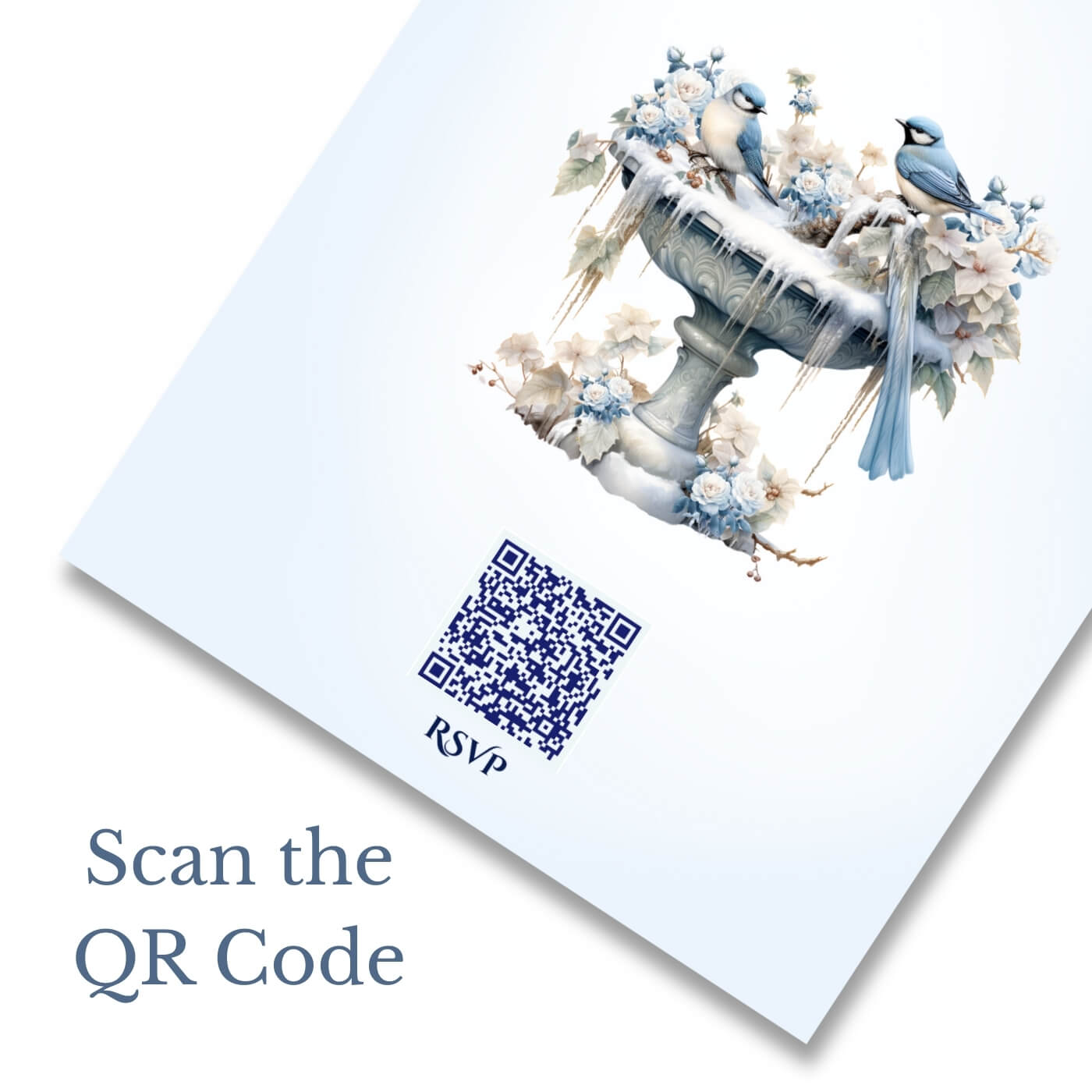 Winter wonderland quinceaƱera invitation qr code back view scan