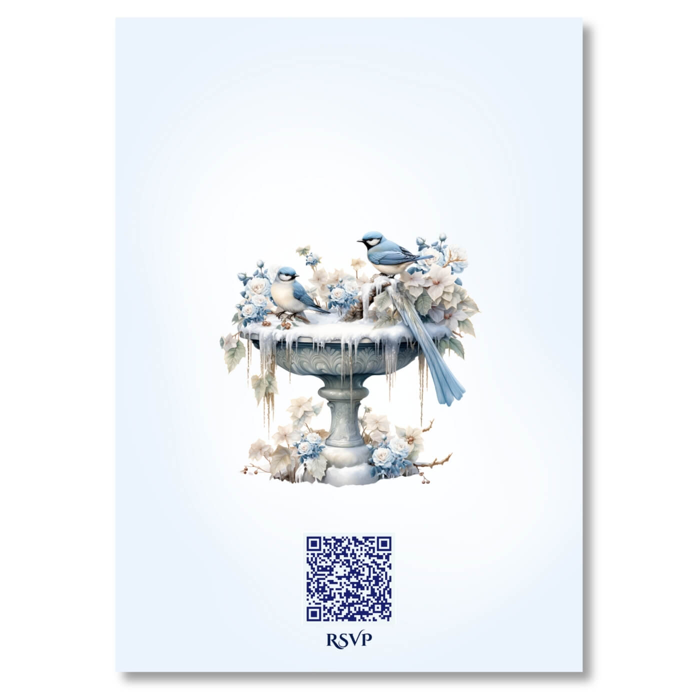 Winter wonderland quinceaƱera invitation qr code back view