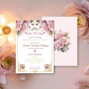 Dusty pink floral invite