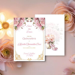 Dusty pink floral save the date