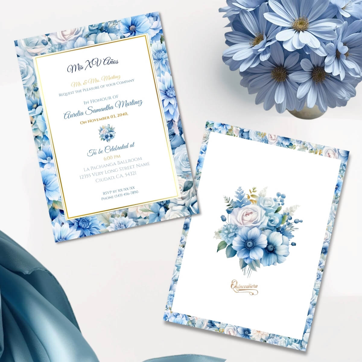 Floral blue frame