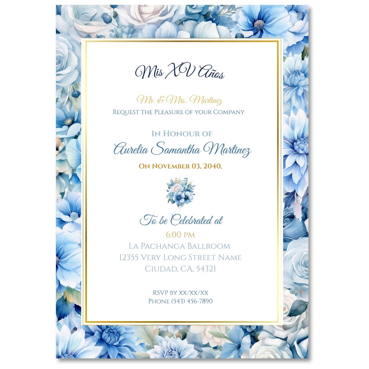 Floral blue frame