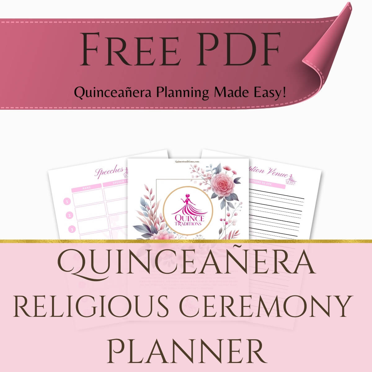 Free Religious Ceremony Planner Printable PDF Free quinceañera religious ceremony planner pdf showing a mockup.