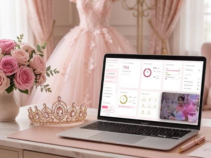 Full quinceañera dashboard with organized guest list and live RSVPs