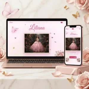 Pink Butterfly Quince Website laptop and phone view