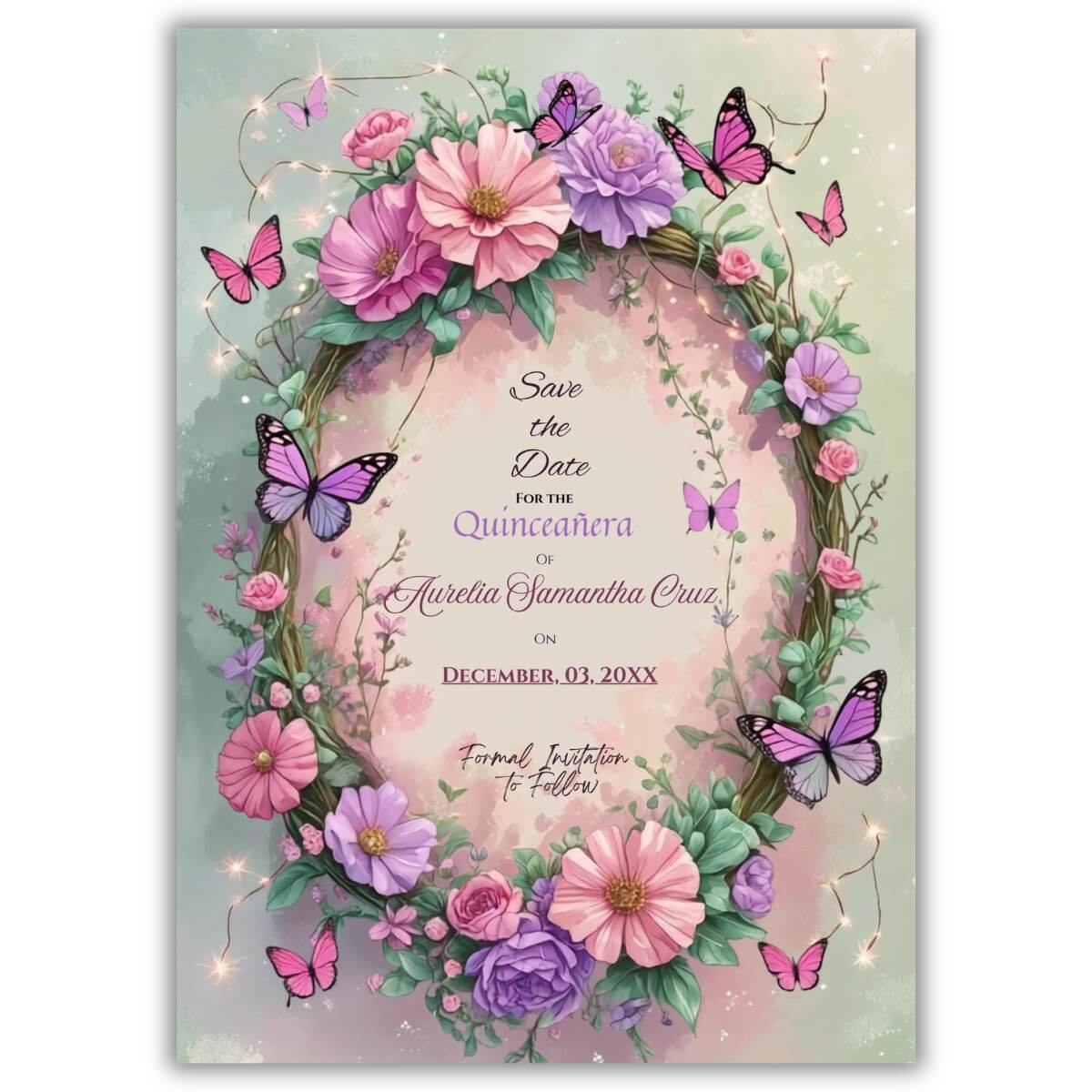 Quince Save the Date butterfly garden