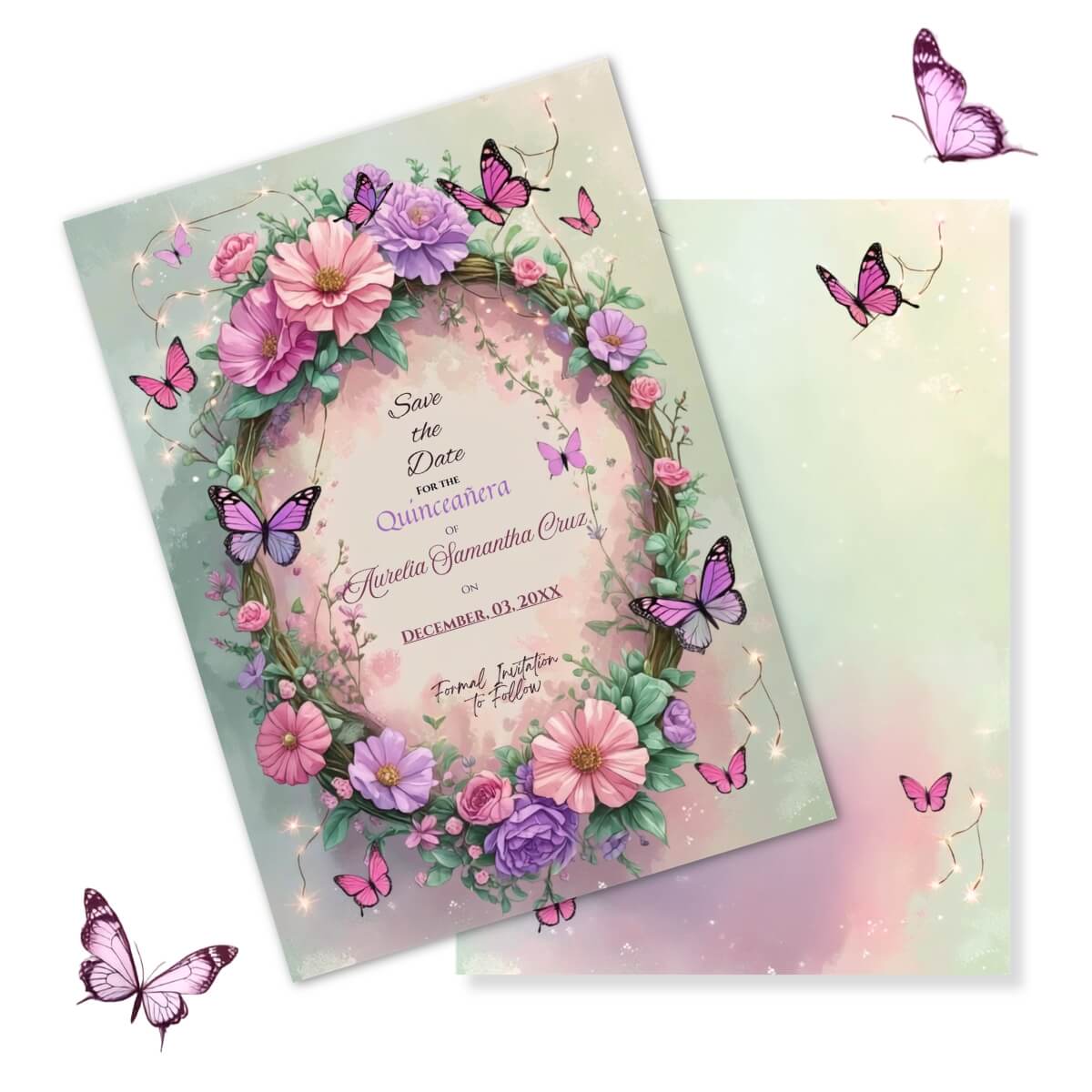 Quince Save the Date butterfly garden
