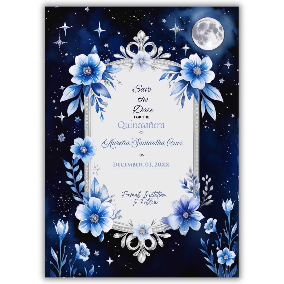 Save the Date Starry Night Quince Invite