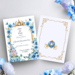 Cinderella save the date flat lay