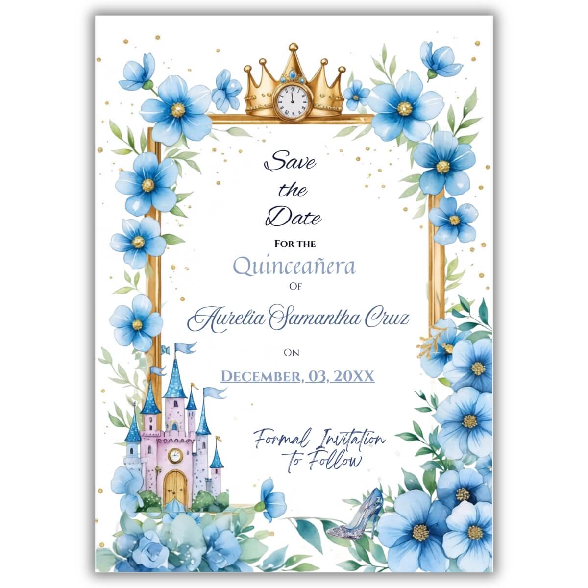 Cinderella save the date front