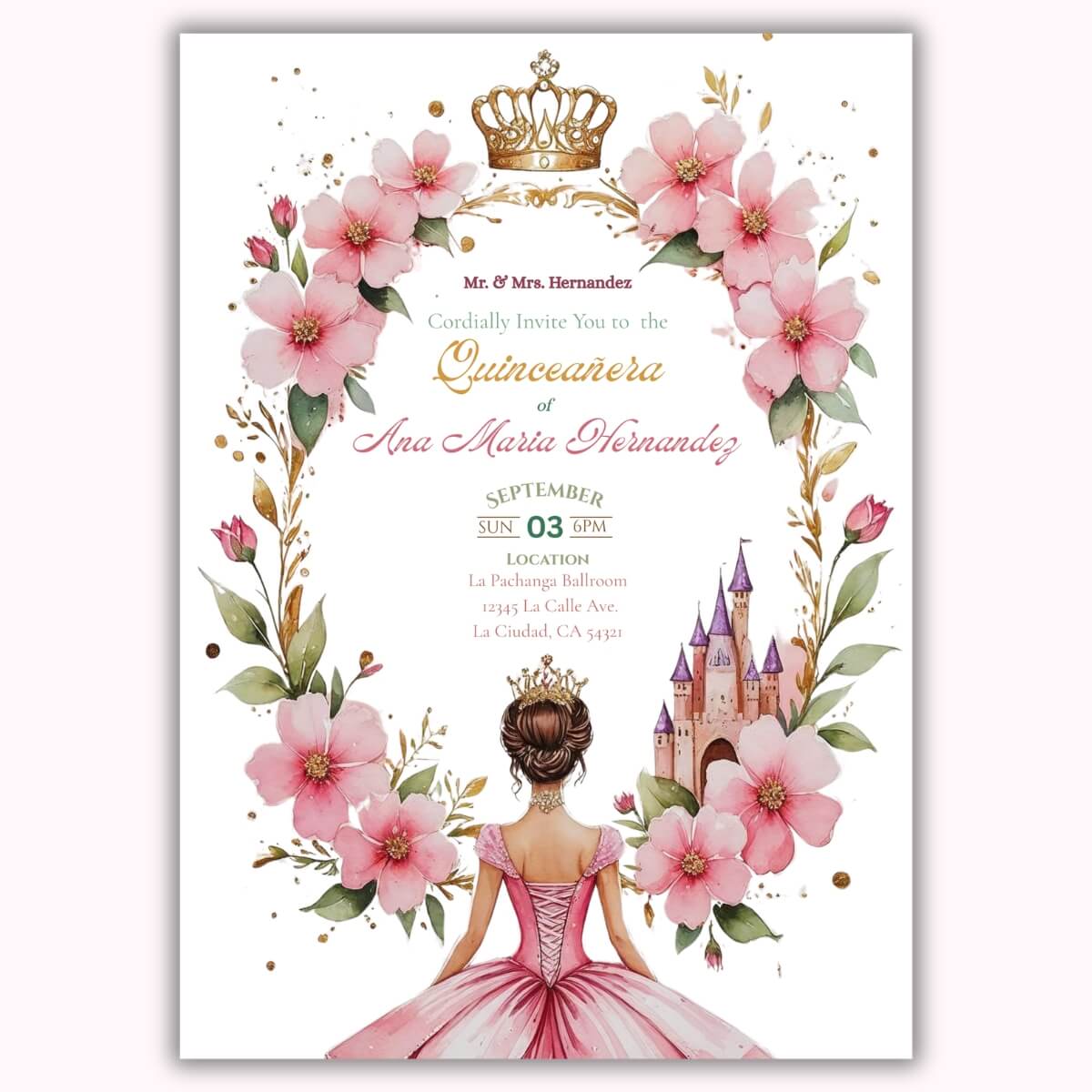 Quince invitation pink princess oval v1
