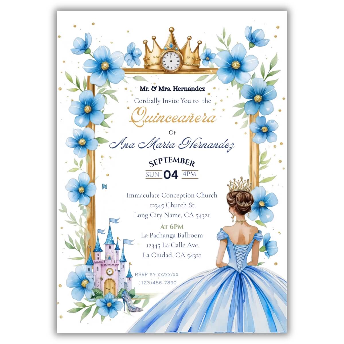Quinceanera cenicienta invitation v1