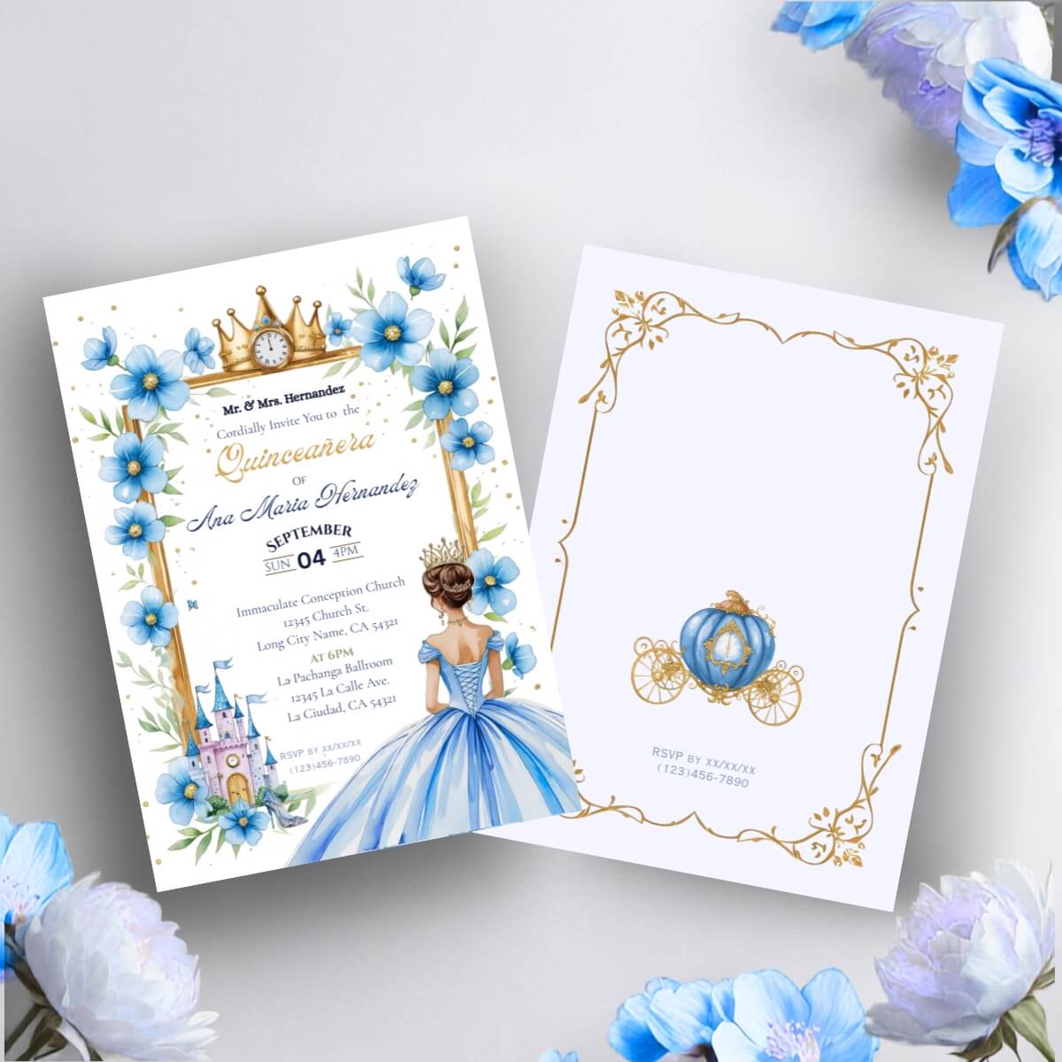 Quinceanera cenicienta invitation v1