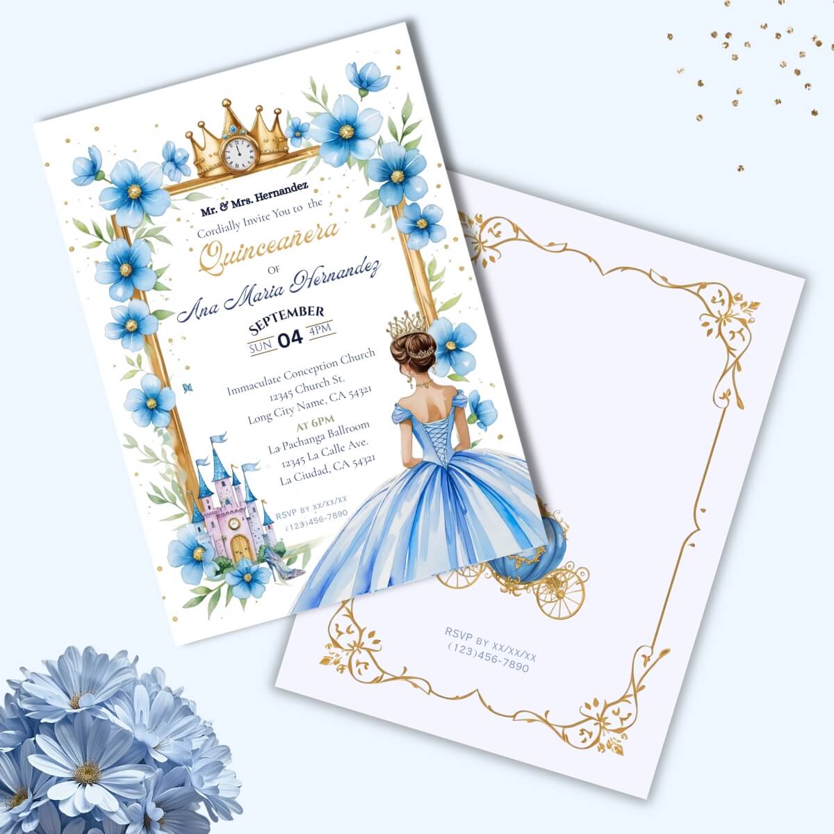Quinceanera cenicienta invitation v1