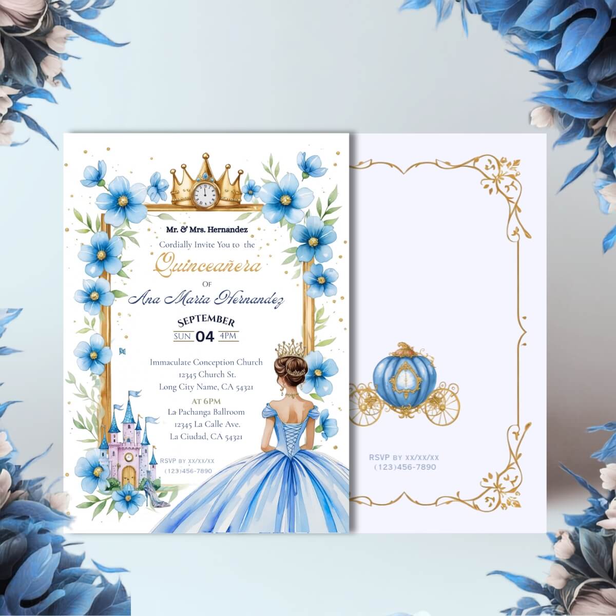 Quinceanera cenicienta invitation v1