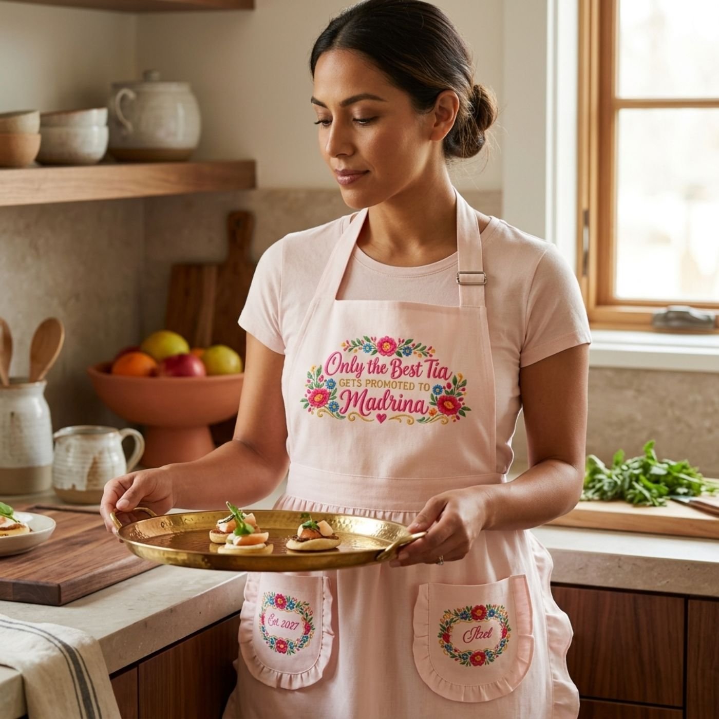 Only the best tia gets promoted to madrina pink apron