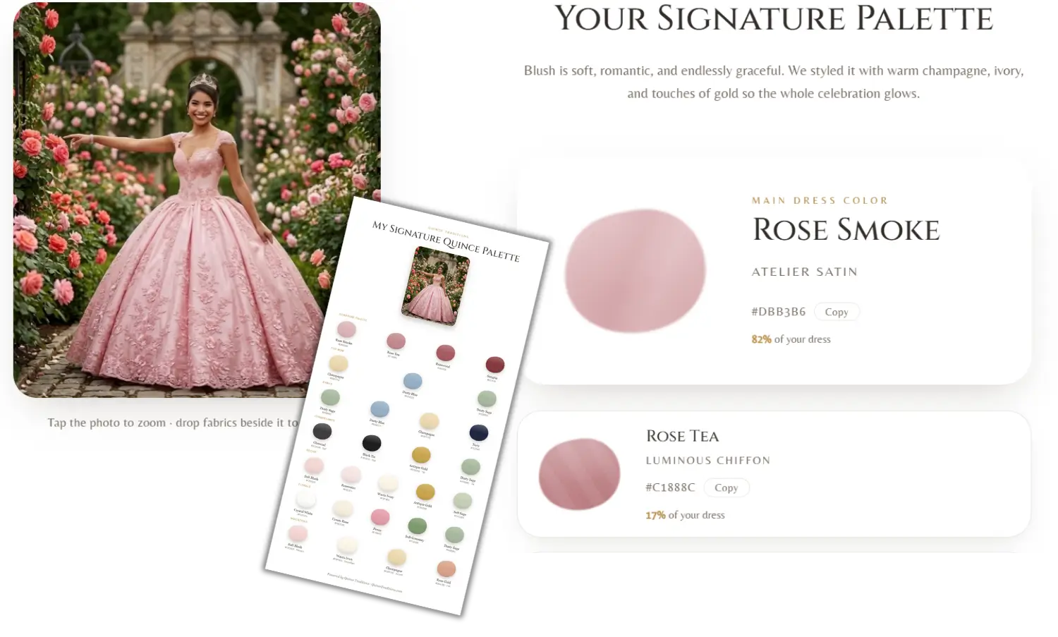 Quinceañera dress and custome color palette