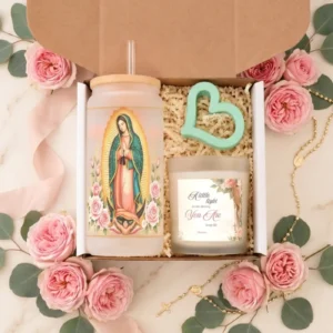 Madrina quince proposal gift box flatlay