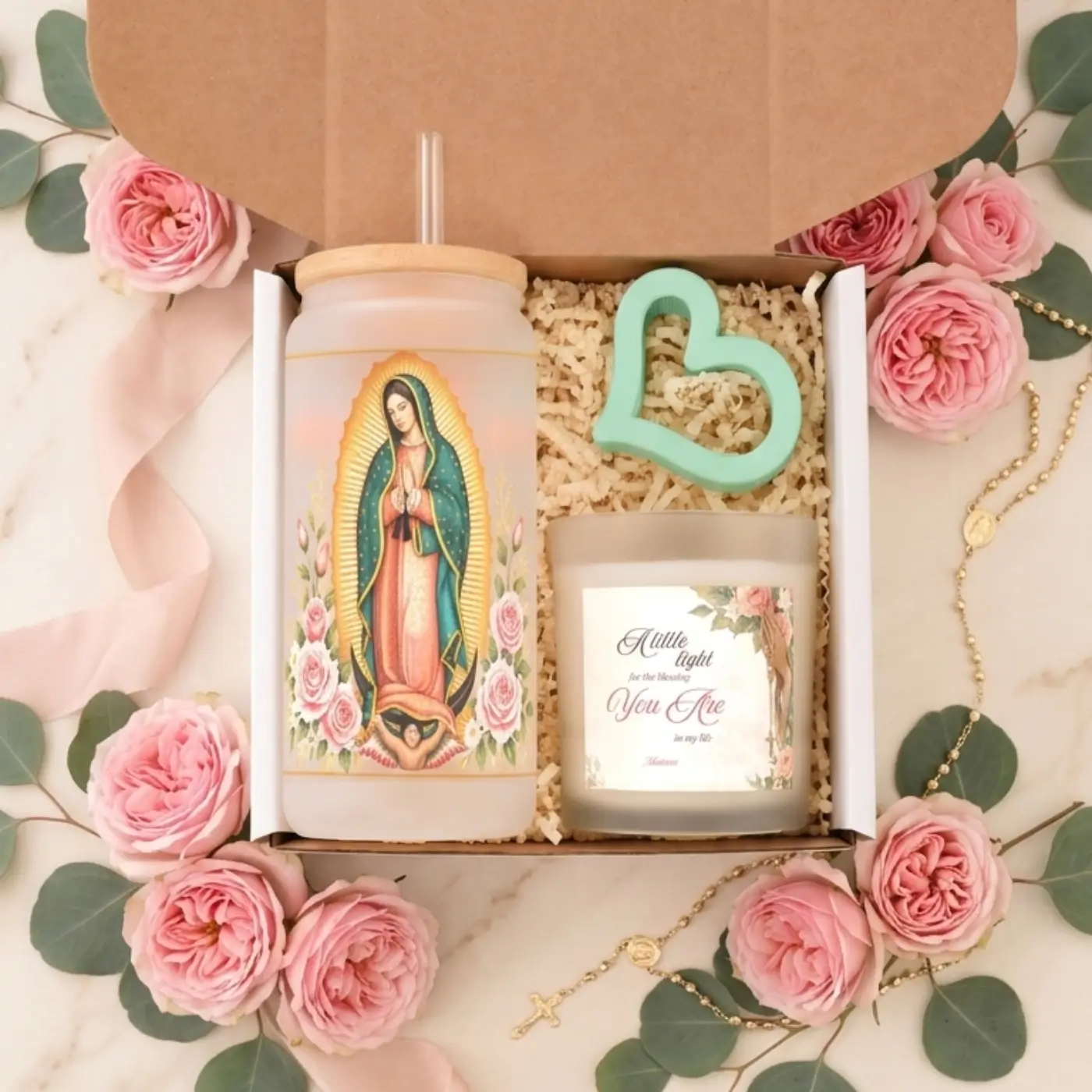 Madrina quince proposal gift box flatlay